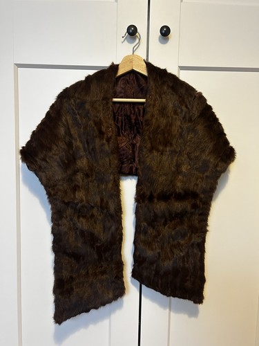 Vintage dark brown real fur - dark,