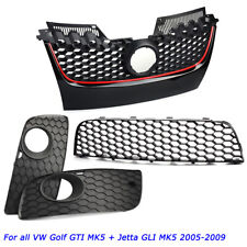 Front Bumper Centre Lower Grille Fog Light Grill Set For VW Golf MK5 GTI Jetta