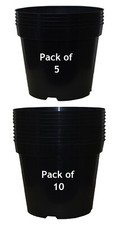 Black Plastic Plant Pots Small Flower Planters 1 1.5 2 3 4 5 7.5 10 12 15 Litre