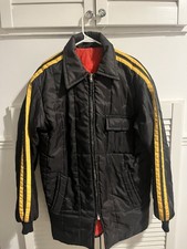 vintage brown orange 1970s quilted racing / sports jacket, Made in England M/L