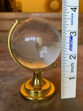Crystal Gemstone Globe on Brass Stand – Miniature Desk Ornament
