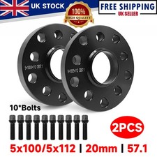2Pcs 20mm 5x100 / 5x112 Black Wheel Spacers & 10Pcs Bolts 57.1 For VW Audi Golf