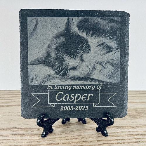 Personalised photo stone cat - photo,