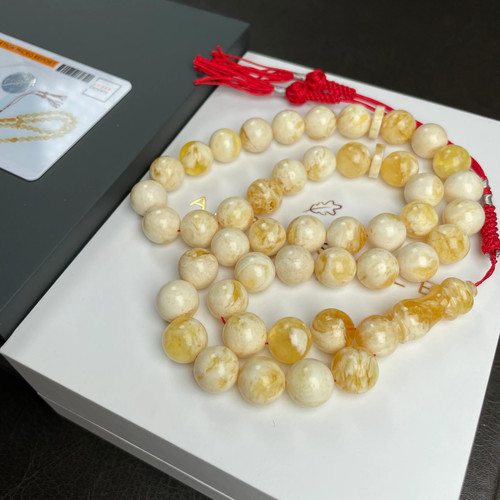 Handmade white amber - amber, misbaha