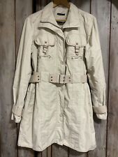 SOS Jensen Women’s Coat Large Trench Off White Cream Colour Military Mac Beige