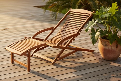 Wooden sun lounger - wooden, chaise