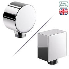 BATHROOM SQUARE ROUND SHOWER HOSE WALL OUTLET ELBOW CHROME CONNECTOR 1/2" BSP