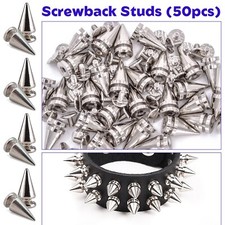 Punk Cone Spikes Screwback Studs for Metal  DIY Leather Clothing Jacket 50pcs