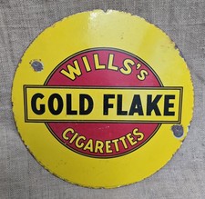 Vintage Enamel Sign Wills Gold
