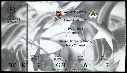 Ticket 2002 sparta - ticket, praha