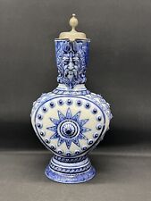 Antique Westerwald salt glaze pitcher vase ewer German 19th c stoneware flask