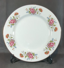Royal Grafton Round Dessert Plate~Fine Bone China~White with Pink Roses~21cm di
