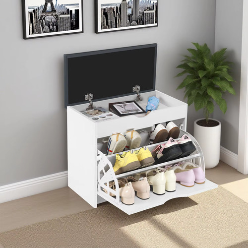 White shoe storage bench - white,