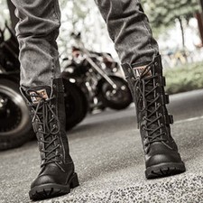 Mens Biker Riding Boots Army