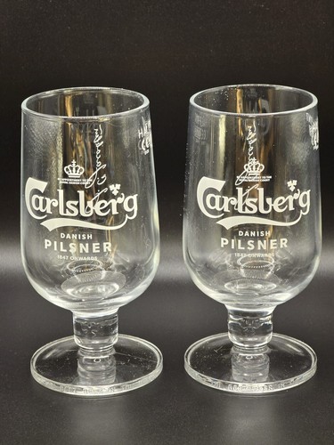 Carlsberg half pint glasses - x2,