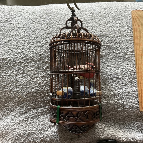 Vintage bamboo decorative bird - vintage,