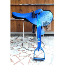 Horse racing saddle, exercise saddle with stirrup and strap