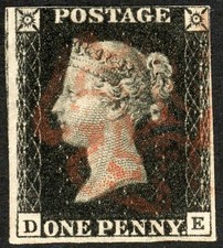 SG2 1840 1d black, DE, margins