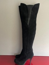 Topshop Women's Black Suede Side Half Zip Over the Knee Boots. UK(6)EUR(39)-A160