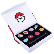 Cosplay Pokemon: Kanto League Gym Badges Set of 8 Metal Region Pins Brooch + Box