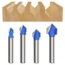4Pcs 1/4 Shank Milling  Tool V Groove Router Bit 90D CNC Engraving Bit for Wood