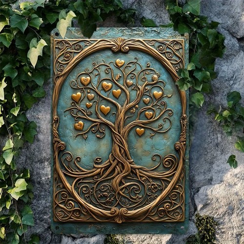 Gold hearts tree - hearts, life