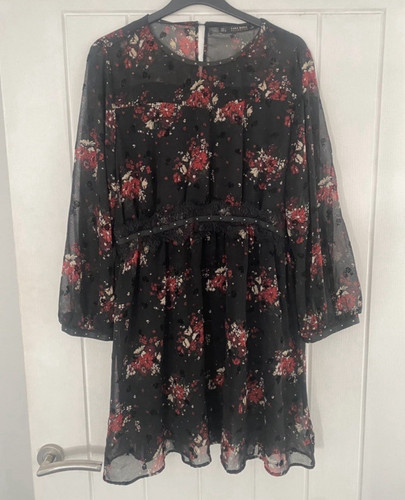 Zara black floral chiffon - black,