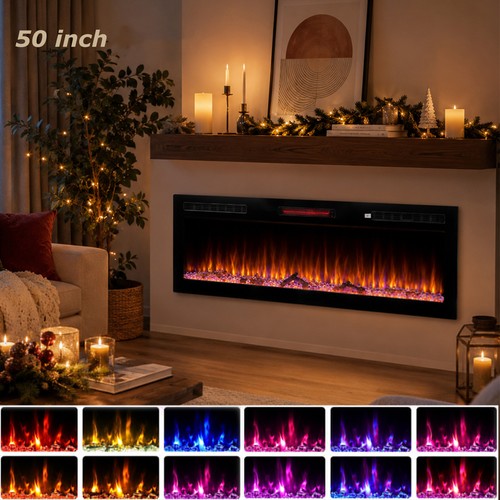 Led fireplace media wall - wall, fire