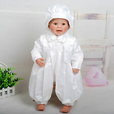 Baby Boys White Satin Christening Gown Three Piece Set 0 3 6 9 12 Months