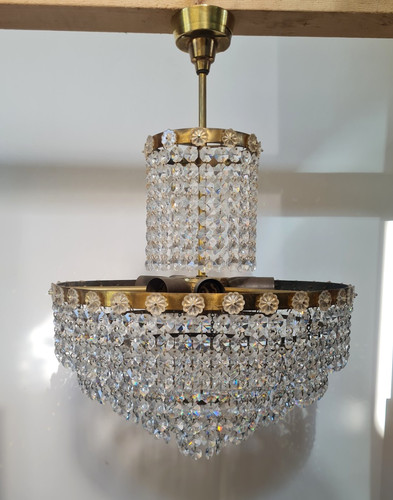 Vintage french brass crystal - vintage,