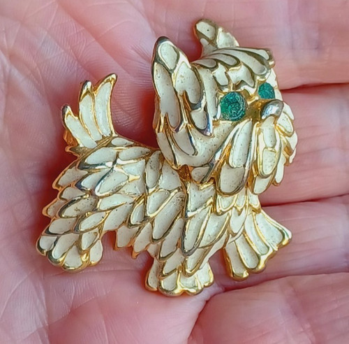 Vintage dog brooch - vintage, enamel