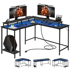 L-Shaped Gaming Desk with LED