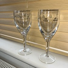 John Rocha X2 Waterford Crystal Geo 8” Wine Glass Pair Good Condition