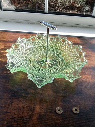 Art deco green pressed glass - deco,
