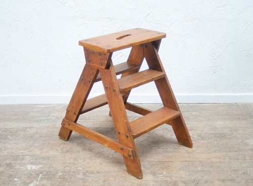 Vintage pine step ladder - step, a
