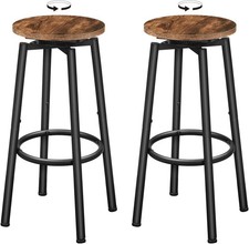 HOOBRO Swivel Bar Stools Set of 2 Round Kitchen Breakfast Chairs Rustic Brown 
