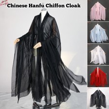Hanfu Floral Chiffon Cloak Cardigan Wide Sleeved Coat Chinese Dance Costume