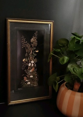Vintage framed bird art - framed, signed