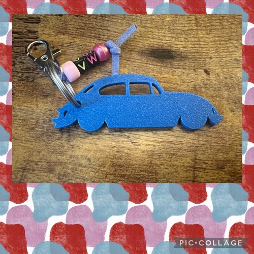 Blue beetle style car charm - car,