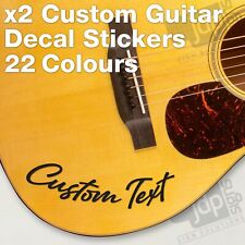 X2 CURVED GUITAR CUSTOM NAME TEXT VINYL STICKER DECAL UP TO 200MM X 35MM