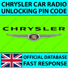 CHRYSLER RADIO UNLOCKING PIN CODE FOR ALL MODELS 300C CROSSFIRE GRAND VOYAGER