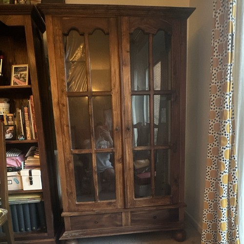 Wood glass display cabinet - wood,