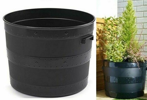 Plastic plant planter barrel - plastic,