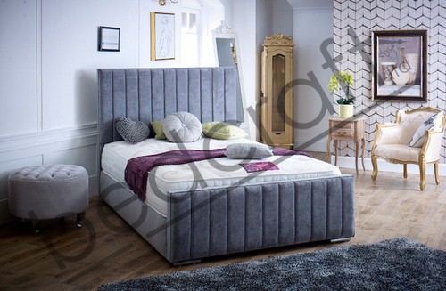 Seville panel bed plush - plush, velvet