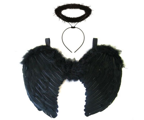 Black gothic dark angel fairy - black,