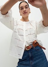 Marks & Spencer White Broiderie Anglais Blouse Size 16 New With Tags B4/0553