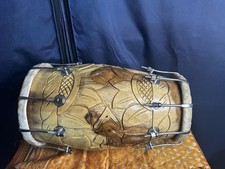 Handcrafted Carved Wooden Dholak | Professional Folk Drum