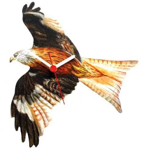Red kite clock - red, kites