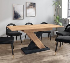 Modern Dining Table Extendable 120-160cm Oak & Concrete Effect Enzo 01
