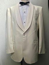 Men’s 1970s White Dinner Jacket Tuxedo Shawl Collar 42 Large